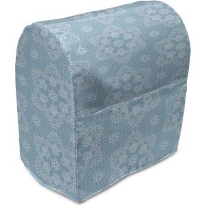 Ambesonne Holiday Stand Mixer Cover, Various Different Snowflakes with Rich Details Christmas Season in Wintertime, Kitchen Appliance Organizer Bag Cover with Pockets, 6-8 Quarts, White Red(Pale Blue and White)