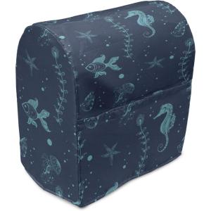 Ambesonne Holiday Stand Mixer Cover, Various Different Snowflakes with Rich Details Christmas Season in Wintertime, Kitchen Appliance Organizer Bag Cover with Pockets, 6-8 Quarts, White Red(Azure Blue Night Blue)