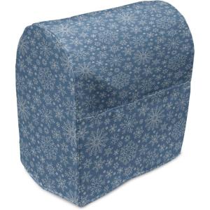 Ambesonne Holiday Stand Mixer Cover, Various Different Snowflakes with Rich Details Christmas Season in Wintertime, Kitchen Appliance Organizer Bag Cover with Pockets, 6-8 Quarts, White Red(Petrol Blue and White)