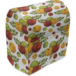 Ambesonne Holiday Stand Mixer Cover, Various Different Snowflakes with Rich Details Christmas Season in Wintertime, Kitchen Appliance Organizer Bag Cover with Pockets, 6-8 Quarts, White Red(Burnt Sienna Yellow)