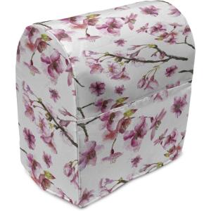 Ambesonne Holiday Stand Mixer Cover, Various Different Snowflakes with Rich Details Christmas Season in Wintertime, Kitchen Appliance Organizer Bag Cover with Pockets, 6-8 Quarts, White Red(Hot Pink Green Brown)