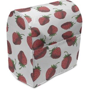 Ambesonne Holiday Stand Mixer Cover, Various Different Snowflakes with Rich Details Christmas Season in Wintertime, Kitchen Appliance Organizer Bag Cover with Pockets, 6-8 Quarts, White Red(Fern Green White Red)