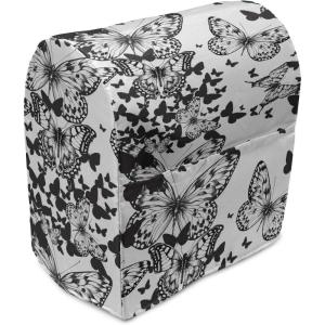 Ambesonne Holiday Stand Mixer Cover, Various Different Snowflakes with Rich Details Christmas Season in Wintertime, Kitchen Appliance Organizer Bag Cover with Pockets, 6-8 Quarts, White Red(Black White)