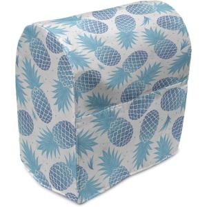 Ambesonne Holiday Stand Mixer Cover, Various Different Snowflakes with Rich Details Christmas Season in Wintertime, Kitchen Appliance Organizer Bag Cover with Pockets, 6-8 Quarts, White Red(Blue and Pale Blue)