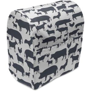 Ambesonne Holiday Stand Mixer Cover, Various Different Snowflakes with Rich Details Christmas Season in Wintertime, Kitchen Appliance Organizer Bag Cover with Pockets, 6-8 Quarts, White Red(White and Dark Blue Grey)