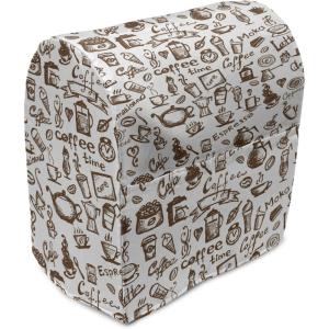 Ambesonne Holiday Stand Mixer Cover, Various Different Snowflakes with Rich Details Christmas Season in Wintertime, Kitchen Appliance Organizer Bag Cover with Pockets, 6-8 Quarts, White Red(Brown White)