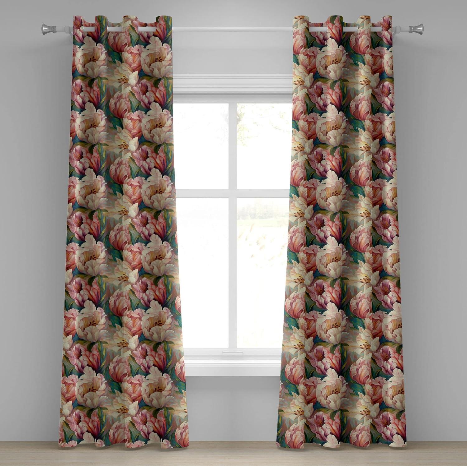 imageAmbesonne Geometric Grommet Curtain Retro Design Maze Inspired Rectangles Pattern in Neutral Boho Theme Decorative Single Panel Drapes for Bedroom Living Room 50quot x 108quot Champagne and MustardPale Peach Green Teal