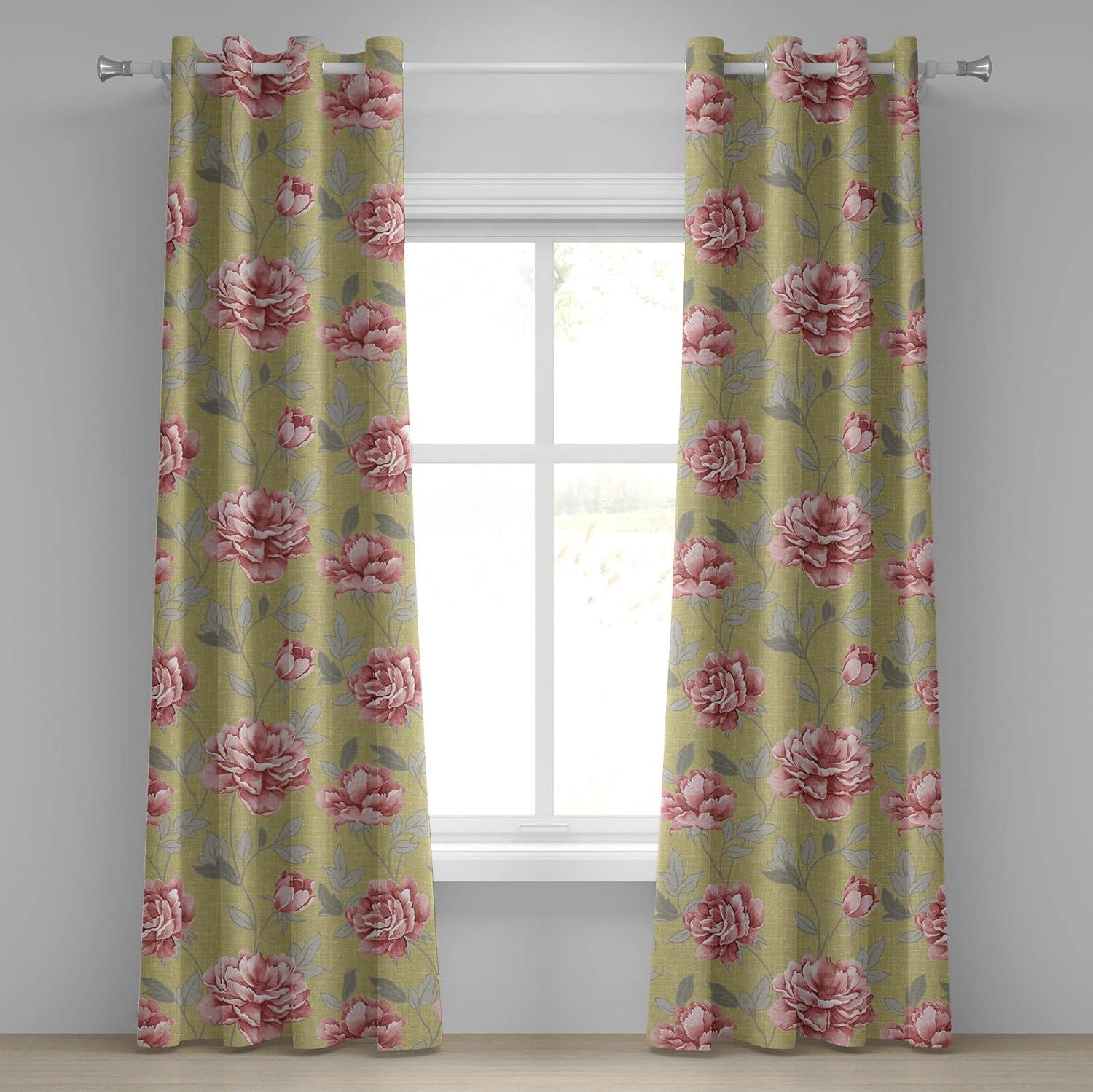 imageAmbesonne Geometric Grommet Curtain Retro Design Maze Inspired Rectangles Pattern in Neutral Boho Theme Decorative Single Panel Drapes for Bedroom Living Room 50quot x 108quot Champagne and MustardPale Pink Apple Green