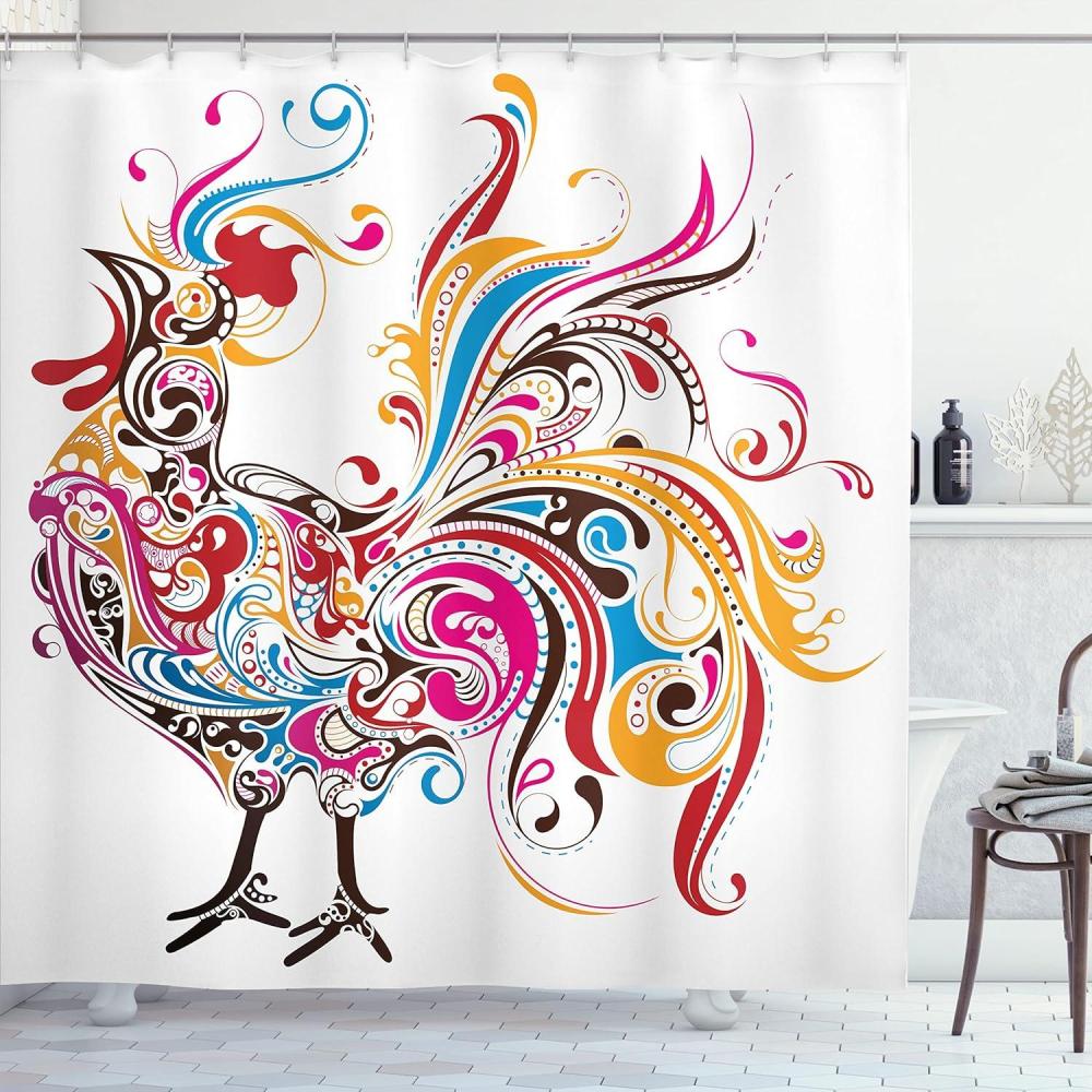 imageAmbesonne Christmas Shower Curtain Winter Wonderland Snowfall Xmas December Cold Scenic Shot Cloth Fabric Bathroom Decor Set with Hooks 69quot W x 70quot L Amber White Pale BlueMagenta Yellow