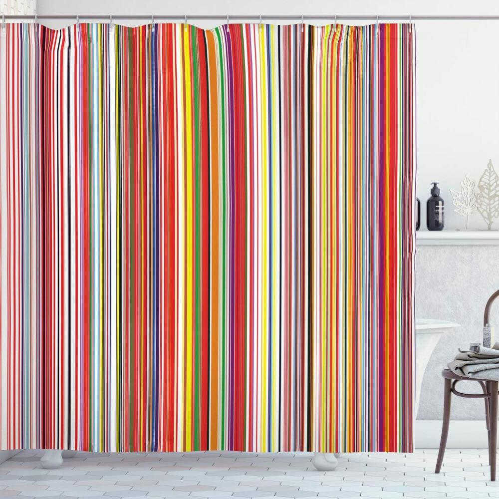 imageAmbesonne Christmas Shower Curtain Winter Wonderland Snowfall Xmas December Cold Scenic Shot Cloth Fabric Bathroom Decor Set with Hooks 69quot W x 70quot L Amber White Pale BlueYellow Rainbow