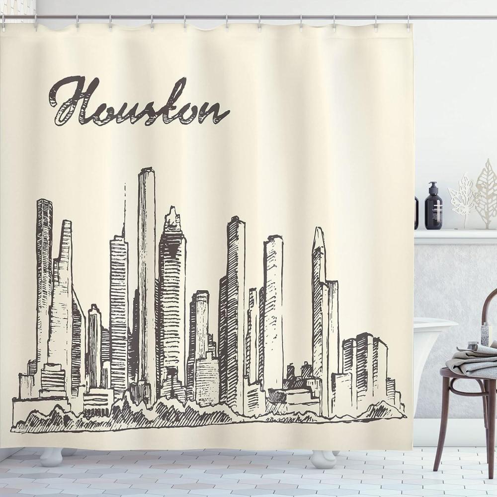 imageAmbesonne Christmas Shower Curtain Winter Wonderland Snowfall Xmas December Cold Scenic Shot Cloth Fabric Bathroom Decor Set with Hooks 69quot W x 70quot L Amber White Pale BlueCream Dark Brown