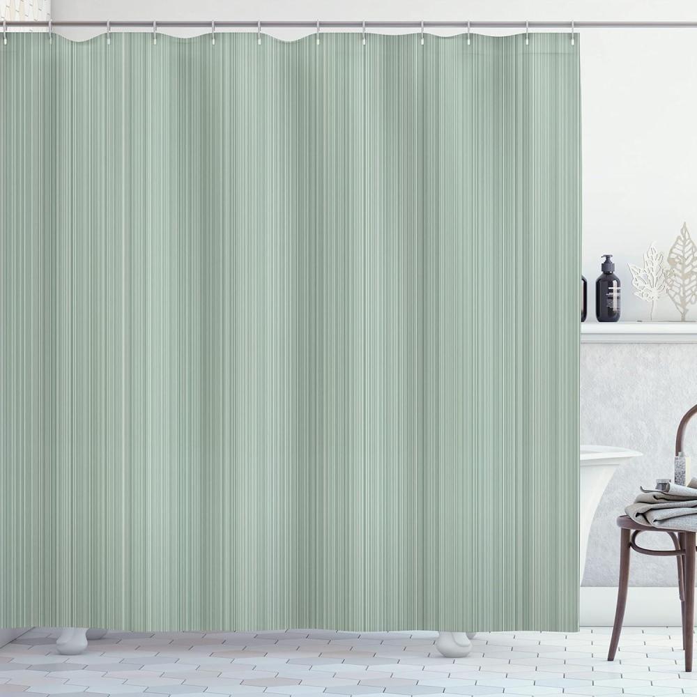 imageAmbesonne Christmas Shower Curtain Winter Wonderland Snowfall Xmas December Cold Scenic Shot Cloth Fabric Bathroom Decor Set with Hooks 69quot W x 70quot L Amber White Pale BluePale Sage