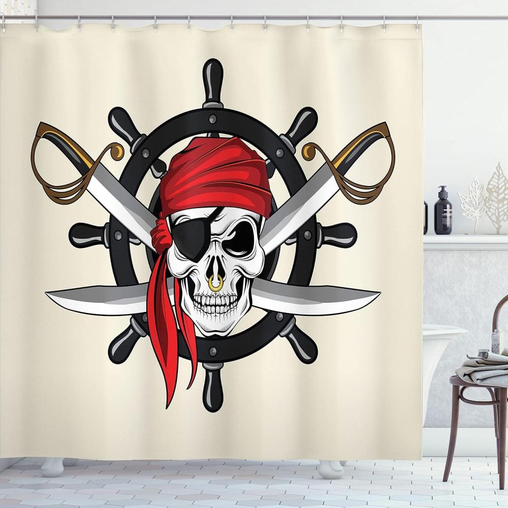imageAmbesonne Christmas Shower Curtain Winter Wonderland Snowfall Xmas December Cold Scenic Shot Cloth Fabric Bathroom Decor Set with Hooks 69quot W x 70quot L Amber White Pale BlueCream Black Red