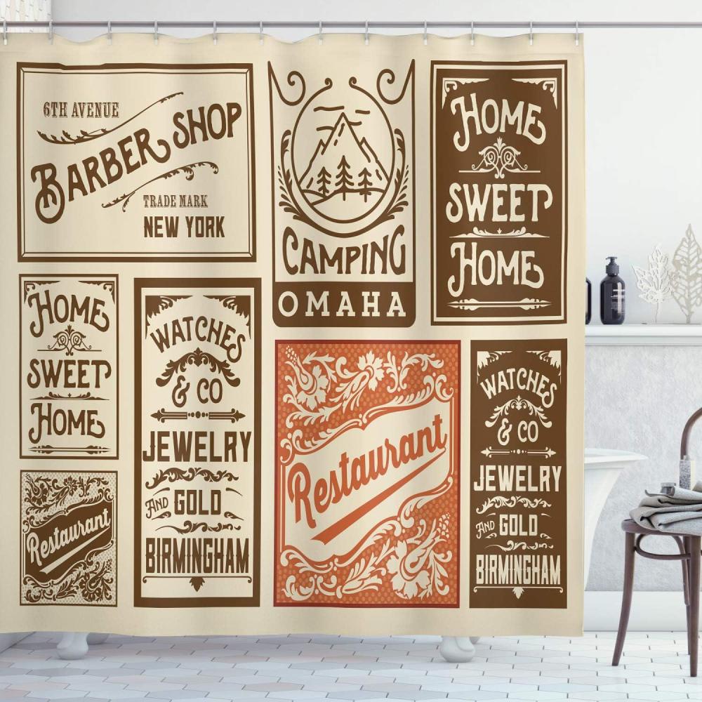imageAmbesonne Christmas Shower Curtain Winter Wonderland Snowfall Xmas December Cold Scenic Shot Cloth Fabric Bathroom Decor Set with Hooks 69quot W x 70quot L Amber White Pale BlueOrange Brown