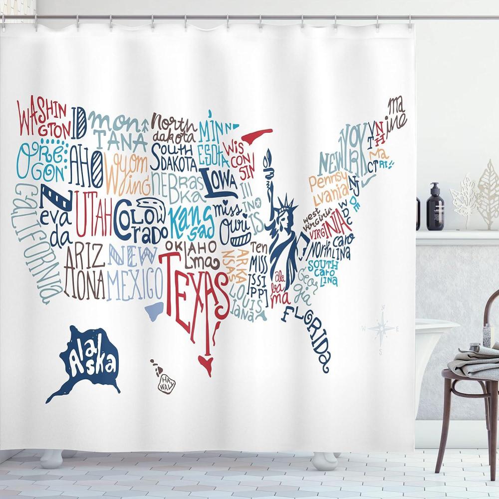 imageAmbesonne Christmas Shower Curtain Winter Wonderland Snowfall Xmas December Cold Scenic Shot Cloth Fabric Bathroom Decor Set with Hooks 69quot W x 70quot L Amber White Pale BlueNight Blue
