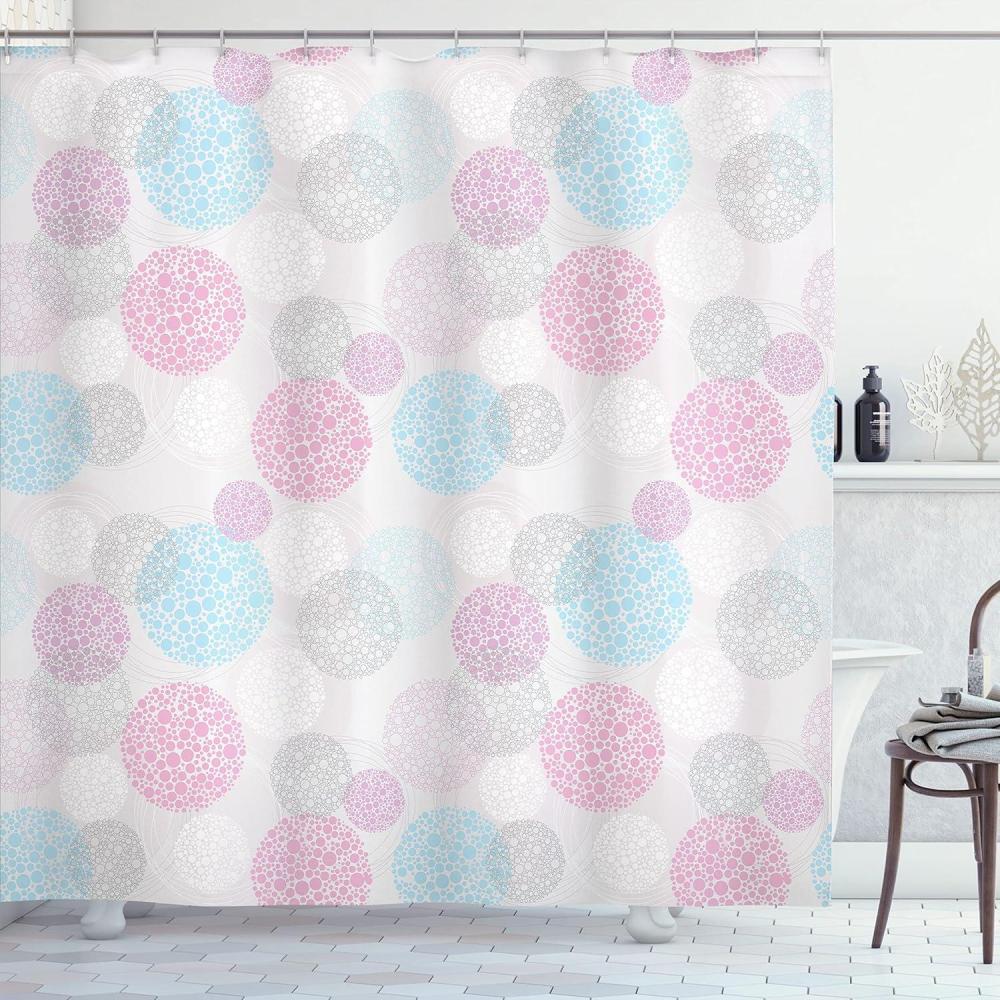 imageAmbesonne Christmas Shower Curtain Winter Wonderland Snowfall Xmas December Cold Scenic Shot Cloth Fabric Bathroom Decor Set with Hooks 69quot W x 70quot L Amber White Pale BluePink Pearl