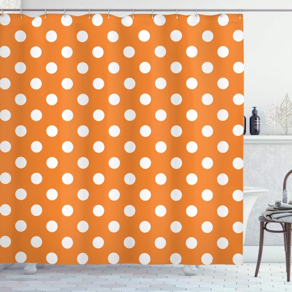 imageAmbesonne Christmas Shower Curtain Winter Wonderland Snowfall Xmas December Cold Scenic Shot Cloth Fabric Bathroom Decor Set with Hooks 69quot W x 70quot L Amber White Pale BlueOrange White
