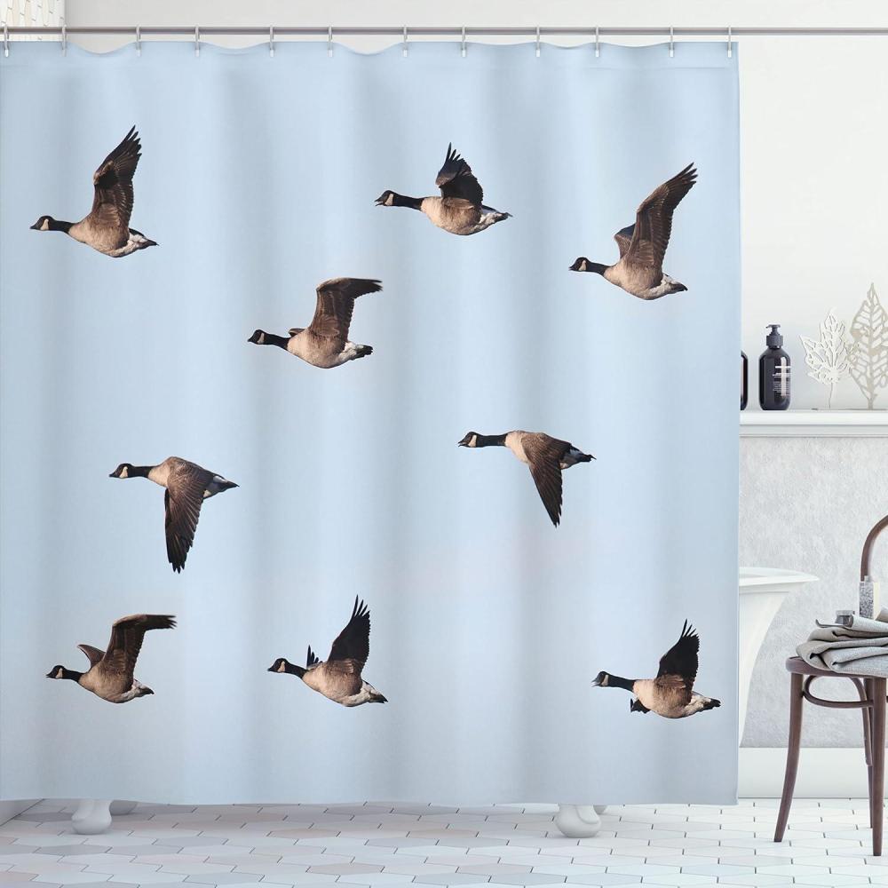 imageAmbesonne Christmas Shower Curtain Winter Wonderland Snowfall Xmas December Cold Scenic Shot Cloth Fabric Bathroom Decor Set with Hooks 69quot W x 70quot L Amber White Pale BluePale Blue Brown
