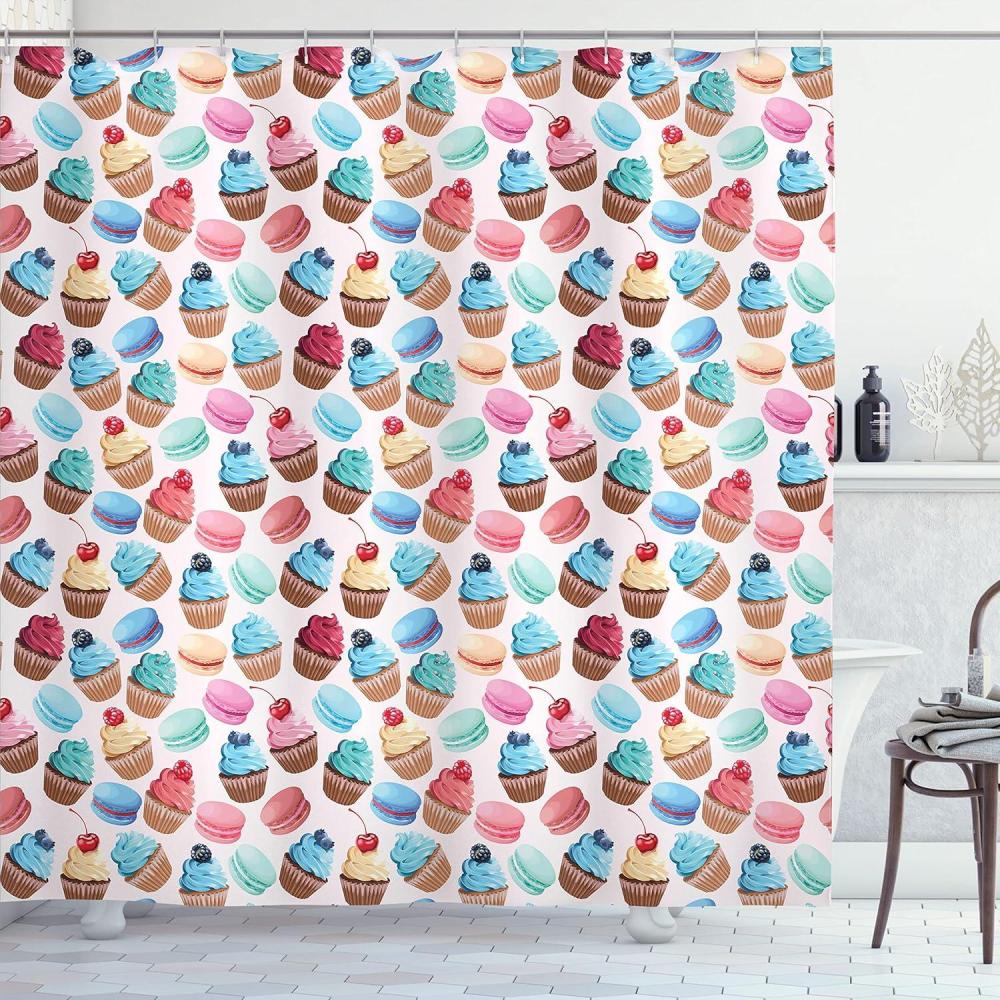 imageAmbesonne Christmas Shower Curtain Winter Wonderland Snowfall Xmas December Cold Scenic Shot Cloth Fabric Bathroom Decor Set with Hooks 69quot W x 70quot L Amber White Pale BlueMulti Color