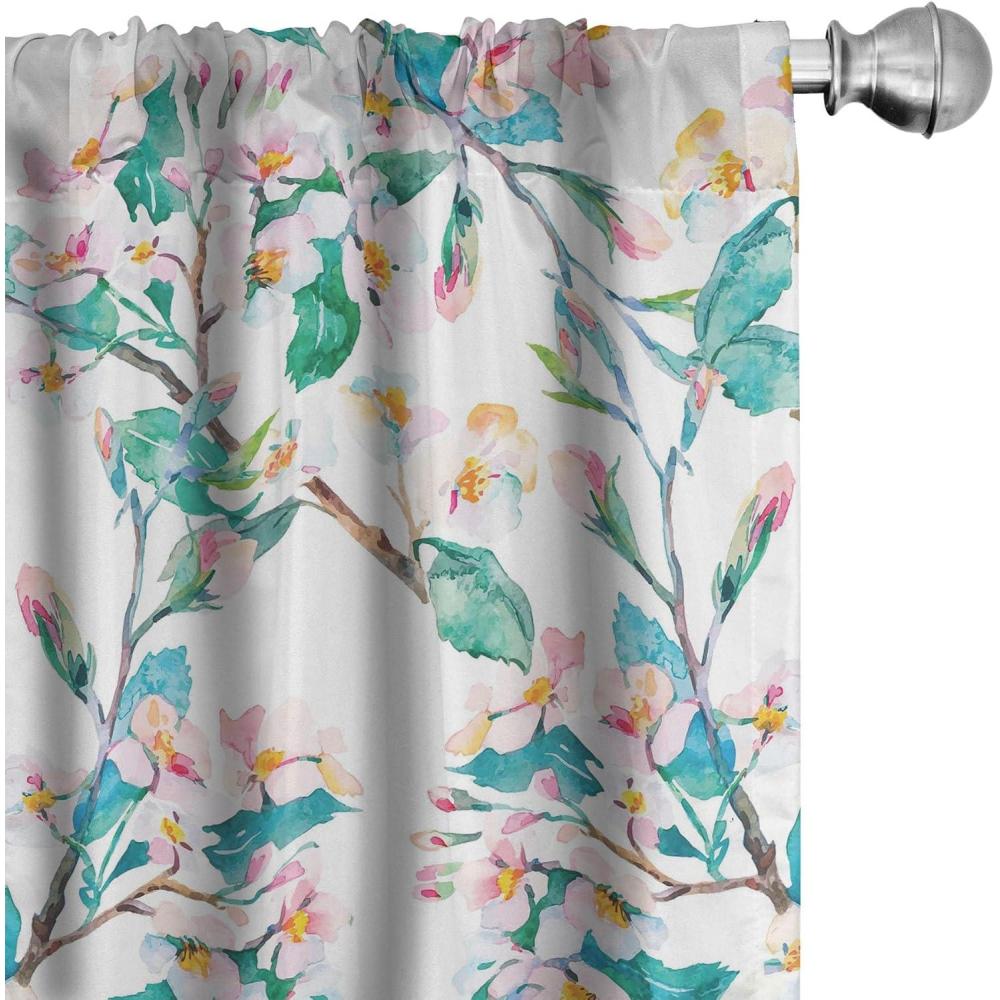 imageAmbesonne Floral Curtains Neutral Design of Spring Inspired Garden Flowers Muted Tones Vintage Feels Window Treatments 2 Panel Set for Living Room Bedroom Pair of 28quot x 63quot Pale Grey and WhitePale Pink Dark Seafoam