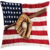 Ambesonne Christmas Throw Pillow Cushion Cover, Romantic Vintage New Year Scenery with Reindeer Tree and Star Design Image, Decorative Square Accent Pillow Case, 20″ X 20″, Brown(Brown Red Blue)
