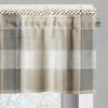 Ambesonne Cottagecore Valance & Tier Curtain 3 pcs Set, Neutral Boho Tender Leafy Flowery with Plaid and Oriental Ornaments, Window Treatments for Kitchen Room Decor, 55″ x 30″, Off White Grey Yellow