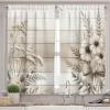 Ambesonne Cottagecore Valance & Tier Curtain 3 pcs Set, Neutral Boho Tender Leafy Flowery with Plaid and Oriental Ornaments, Window Treatments for Kitchen Room Decor, 55″ x 30″, Off White Grey Yellow