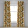 Ambesonne Geometric Grommet Curtain, Retro Design Maze Inspired Rectangles Pattern in Neutral Boho Theme, Decorative Single Panel Drapes for Bedroom Living Room, 50″ x 108″, Champagne and Mustard(Orange Green Peach)