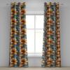 Ambesonne Geometric Grommet Curtain, Retro Design Maze Inspired Rectangles Pattern in Neutral Boho Theme, Decorative Single Panel Drapes for Bedroom Living Room, 50″ x 108″, Champagne and Mustard(Burnt Orange Cadet Blue)