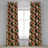 Ambesonne Geometric Grommet Curtain, Retro Design Maze Inspired Rectangles Pattern in Neutral Boho Theme, Decorative Single Panel Drapes for Bedroom Living Room, 50″ x 108″, Champagne and Mustard(Dark Green and Orange)