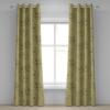 Ambesonne Geometric Grommet Curtain, Retro Design Maze Inspired Rectangles Pattern in Neutral Boho Theme, Decorative Single Panel Drapes for Bedroom Living Room, 50″ x 108″, Champagne and Mustard(Avocado Green Dark Grey)