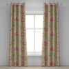 Ambesonne Geometric Grommet Curtain, Retro Design Maze Inspired Rectangles Pattern in Neutral Boho Theme, Decorative Single Panel Drapes for Bedroom Living Room, 50″ x 108″, Champagne and Mustard(Pale Pink Apple Green)
