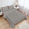 Ambesonne Houndstooth Sheet Set, Neutral Colored Grayscale Pastel Toned Motives Continuous Pattern Art, Fitted and Flat Sheet with Pillowcases Bedding Accent 4 Piece Set, Full, Dust and Purpleblue