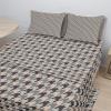 Ambesonne Houndstooth Sheet Set, Neutral Colored Grayscale Pastel Toned Motives Continuous Pattern Art, Fitted and Flat Sheet with Pillowcases Bedding Accent 4 Piece Set, Full, Dust and Purpleblue