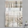 Ambesonne Cottagecore Valance & Tier Curtain 3 pcs Set, Neutral Boho Tender Leafy Flowery with Plaid and Oriental Ornaments, Window Treatments for Kitchen Room Decor, 55″ x 30″, Off White Grey Yellow
