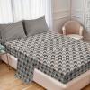 Ambesonne Houndstooth Sheet Set, Neutral Colored Grayscale Pastel Toned Motives Continuous Pattern Art, Fitted and Flat Sheet with Pillowcases Bedding Accent 4 Piece Set, Full, Dust and Purpleblue