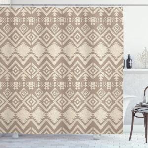 Ambesonne Christmas Shower Curtain, Winter Wonderland Snowfall Xmas December Cold Scenic Shot, Cloth Fabric Bathroom Decor Set with Hooks, 69″ W x 70″ L, Amber White Pale Blue(Warm Taupe)