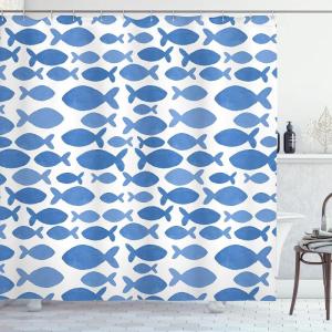 Ambesonne Christmas Shower Curtain, Winter Wonderland Snowfall Xmas December Cold Scenic Shot, Cloth Fabric Bathroom Decor Set with Hooks, 69″ W x 70″ L, Amber White Pale Blue(Azure Blue)