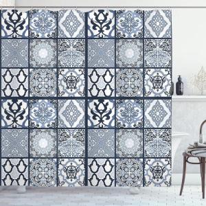 Ambesonne Christmas Shower Curtain, Winter Wonderland Snowfall Xmas December Cold Scenic Shot, Cloth Fabric Bathroom Decor Set with Hooks, 69″ W x 70″ L, Amber White Pale Blue(Pale Blue Dark Blue)