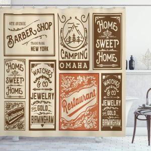 Ambesonne Christmas Shower Curtain, Winter Wonderland Snowfall Xmas December Cold Scenic Shot, Cloth Fabric Bathroom Decor Set with Hooks, 69″ W x 70″ L, Amber White Pale Blue(Orange Brown)