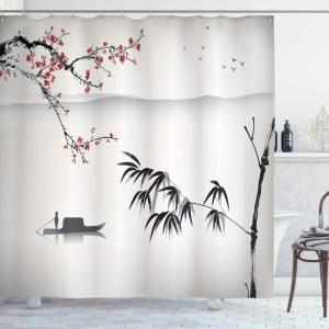 Ambesonne Christmas Shower Curtain, Winter Wonderland Snowfall Xmas December Cold Scenic Shot, Cloth Fabric Bathroom Decor Set with Hooks, 69″ W x 70″ L, Amber White Pale Blue(Ink Grey)