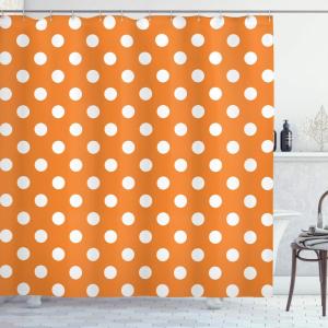 Ambesonne Christmas Shower Curtain, Winter Wonderland Snowfall Xmas December Cold Scenic Shot, Cloth Fabric Bathroom Decor Set with Hooks, 69″ W x 70″ L, Amber White Pale Blue(Orange White)