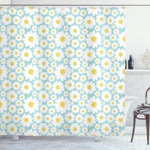 Ambesonne Christmas Shower Curtain, Winter Wonderland Snowfall Xmas December Cold Scenic Shot, Cloth Fabric Bathroom Decor Set with Hooks, 69″ W x 70″ L, Amber White Pale Blue(Pale Blue)