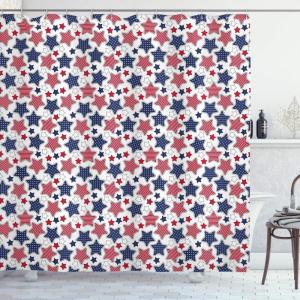 Ambesonne Christmas Shower Curtain, Winter Wonderland Snowfall Xmas December Cold Scenic Shot, Cloth Fabric Bathroom Decor Set with Hooks, 69″ W x 70″ L, Amber White Pale Blue(Red Navy)