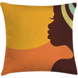Ambesonne Christmas Throw Pillow Cushion Cover, Romantic Vintage New Year Scenery with Reindeer Tree and Star Design Image, Decorative Square Accent Pillow Case, 20″ X 20″, Brown(Brown Orange)