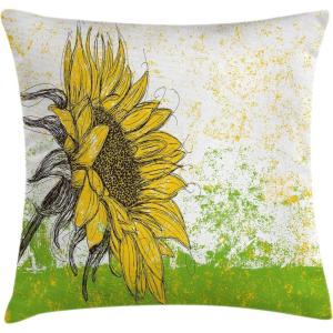 Ambesonne Christmas Throw Pillow Cushion Cover, Romantic Vintage New Year Scenery with Reindeer Tree and Star Design Image, Decorative Square Accent Pillow Case, 20″ X 20″, Brown(Yellow Green)