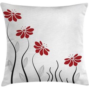 Ambesonne Christmas Throw Pillow Cushion Cover, Romantic Vintage New Year Scenery with Reindeer Tree and Star Design Image, Decorative Square Accent Pillow Case, 20″ X 20″, Brown(Red Black)