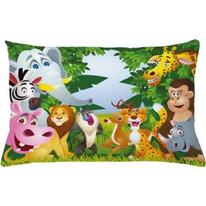 Ambesonne Christmas Throw Pillow Cushion Cover, Romantic Vintage New Year Scenery with Reindeer Tree and Star Design Image, Decorative Square Accent Pillow Case, 20″ X 20″, Brown(Forest Green)