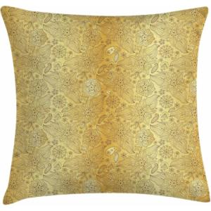 Ambesonne Christmas Throw Pillow Cushion Cover, Romantic Vintage New Year Scenery with Reindeer Tree and Star Design Image, Decorative Square Accent Pillow Case, 20″ X 20″, Brown(Pale Yellow Yellow)