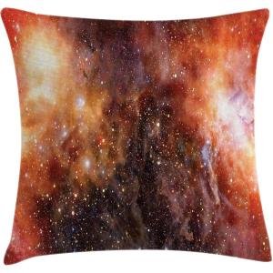 Ambesonne Christmas Throw Pillow Cushion Cover, Romantic Vintage New Year Scenery with Reindeer Tree and Star Design Image, Decorative Square Accent Pillow Case, 20″ X 20″, Brown(Burnt Orange Black)